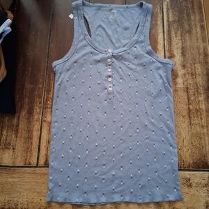 aerie women's blue floral tank top size large measurements in pics